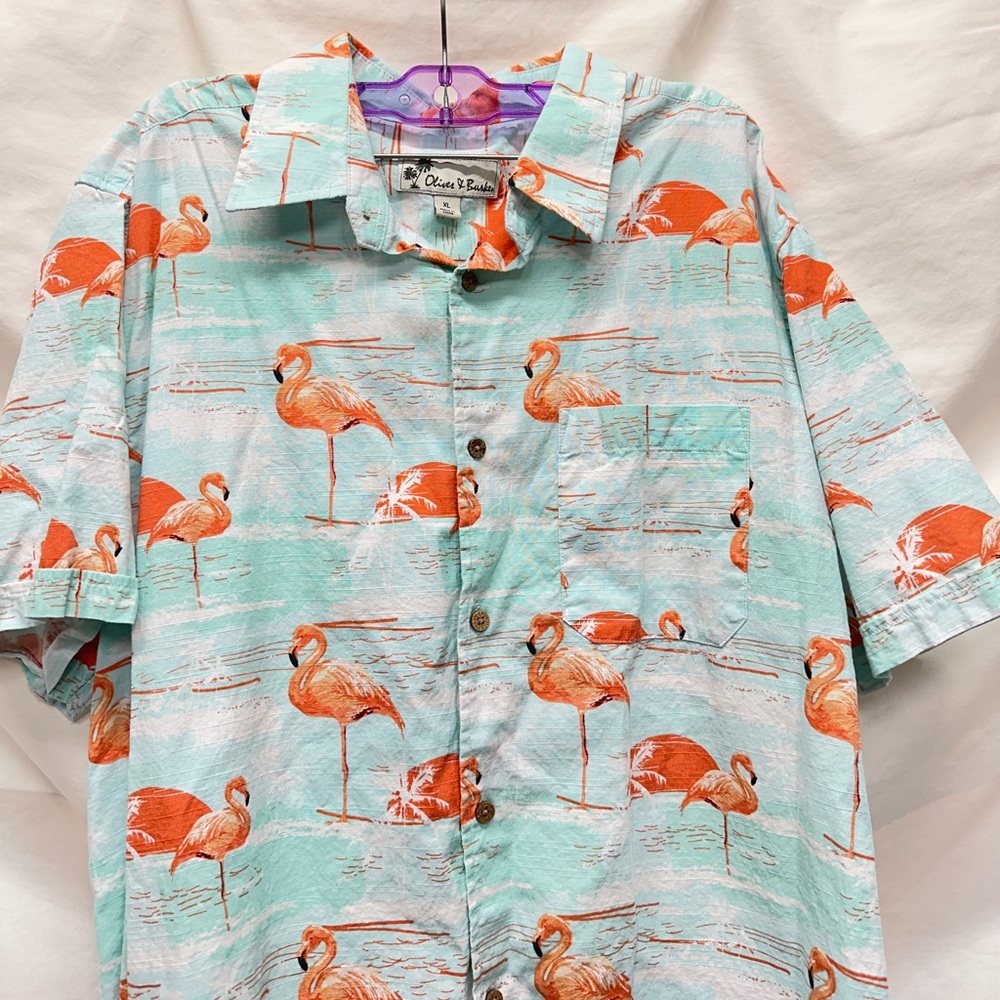 Oliver & Burke Flamingo Button Down Shirt Size XL - Picture 3 of 11